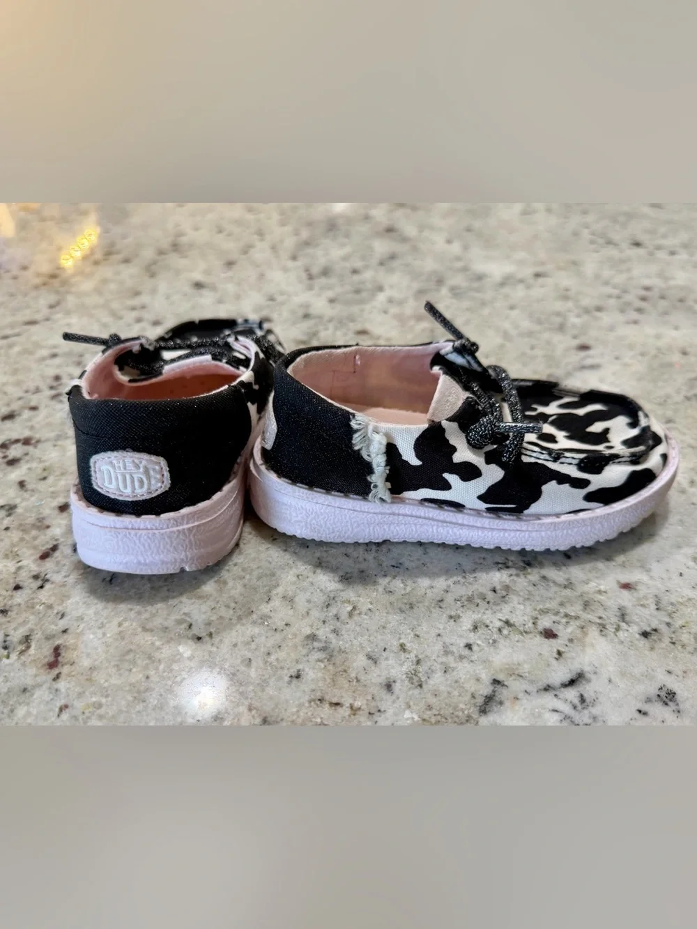 Hey Dude - Toddler Cow Print & Pink Sole